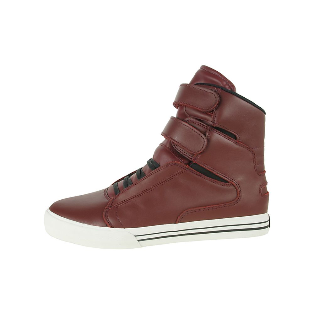 Baskets Montantes Supra TK Society Bordeaux Burgundy Leather Homme | PAO-80016121